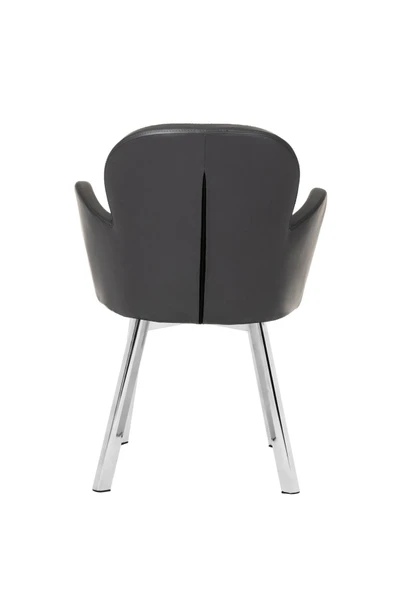 MARKAELZ KROM METAL AYAKLI SALON/MUTFAK SANDALYESİ KOLLUKELEBEK (DERİ) - Resim 4