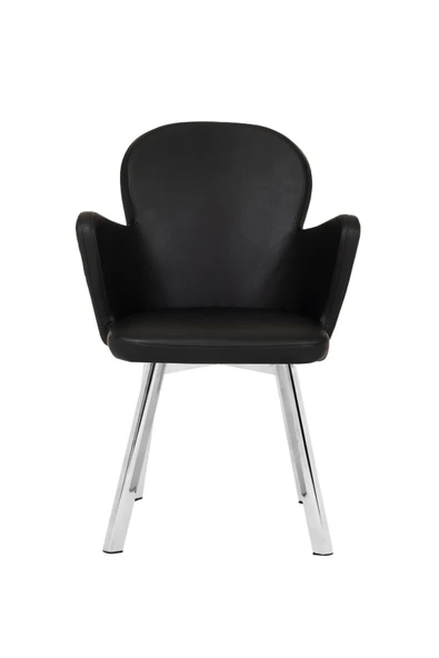 MARKAELZ KROM METAL AYAKLI SALON/MUTFAK SANDALYESİ KOLLUKELEBEK (DERİ)