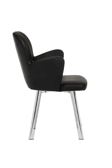 MARKAELZ KROM METAL AYAKLI SALON/MUTFAK SANDALYESİ KOLLUKELEBEK (DERİ) - 3