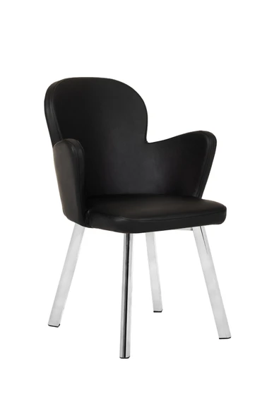 MARKAELZ KROM METAL AYAKLI SALON/MUTFAK SANDALYESİ KOLLUKELEBEK (DERİ) - 2