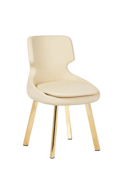 MARKAELZ GOLD METAL AYAKLI SALON/MUTFAK SANDALYESİ SELEKULAK (DERİ) - 2