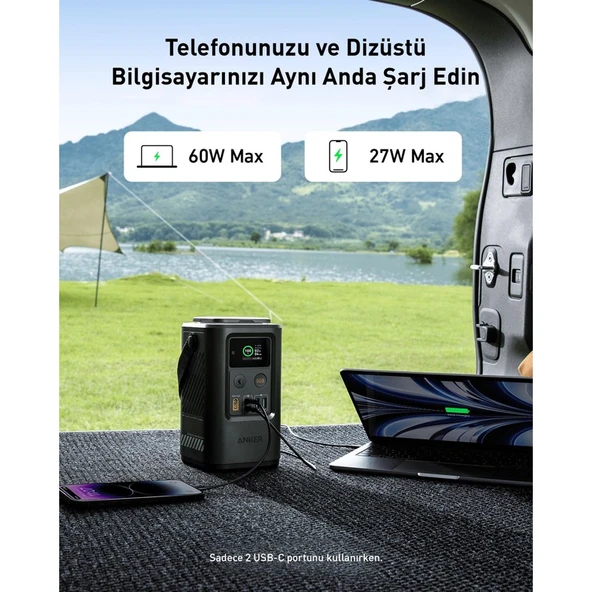 Anker 548 Powerbank 60000mAh - PowerCore Reserve 192Wh Taşınabilir Hızlı Şarj Cihazı - 60W - Solar Şarj Girişli - Siyah - A1294 (Anker Türkiye Garantili) - 3