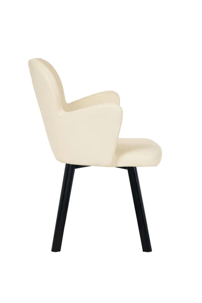 MARKAELZ SİYAH METAL AYAKLI SALON/MUTFAK SANDALYESİ KOLLUKELEBEK (DERİ) - 3