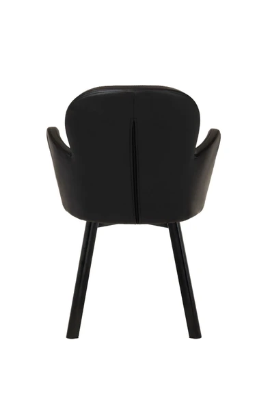 MARKAELZ SİYAH METAL AYAKLI SALON/MUTFAK SANDALYESİ KOLLUKELEBEK (DERİ) - 4