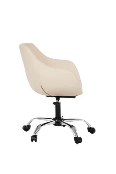 MARKAELZ Krom Metal Ayaklı Ofis Çocuk Odası Çalışma Sandalyesi (ayarlanilabilir)DERİ MONOKO - Resim 3