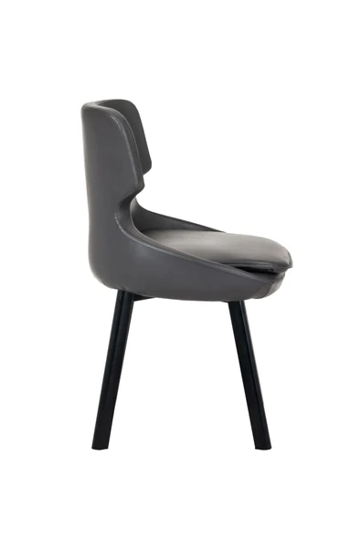 MARKAELZ SİYAH METAL AYAKLI SALON/MUTFAK SANDALYESİ SELEKULAK (DERİ) - Resim 3