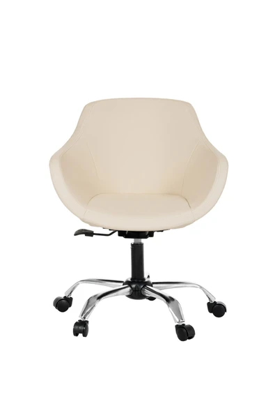 MARKAELZ Krom Metal Ayaklı Ofis Çocuk Odası Çalışma Sandalyesi (ayarlanilabilir)DERİ MONOKO ürün görseli 1