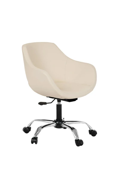 MARKAELZ Krom Metal Ayaklı Ofis Çocuk Odası Çalışma Sandalyesi (ayarlanilabilir)DERİ MONOKO - Resim 2