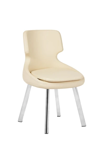 MARKAELZ KROM METAL AYAKLI SALON/MUTFAK SANDALYESİ SELEKULAK (DERİ) - 2