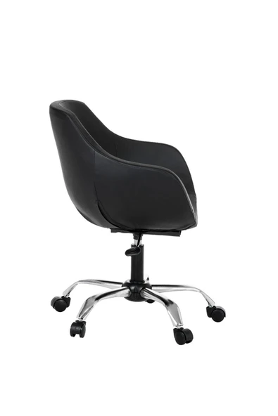 MARKAELZ Krom Metal Ayaklı Ofis Çocuk Odası Çalışma Sandalyesi (ayarlanilabilir)DERİ MONOKO - Resim 3