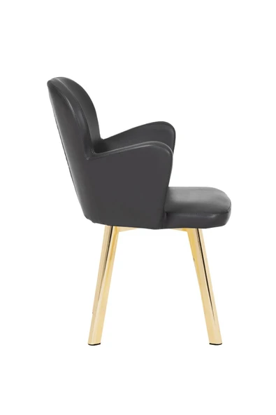 MARKAELZ GOLD METAL AYAKLI SALON/MUTFAK SANDALYESİ KOLLUKELEBEK (DERİ) - Resim 3