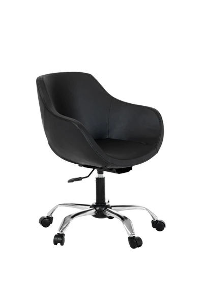 MARKAELZ Krom Metal Ayaklı Ofis Çocuk Odası Çalışma Sandalyesi (ayarlanilabilir)DERİ MONOKO - Resim 2