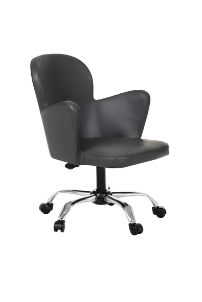 MARKAELZ Krom Metal Ayaklı Ofis Çocuk Odası Çalışma Sandalyesi (ayarlanabilir) DERİ KOLLUKELEBEK - Resim 2