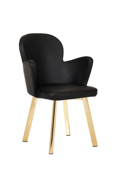 MARKAELZ GOLD METAL AYAKLI SALON/MUTFAK SANDALYESİ KOLLUKELEBEK (DERİ) - Resim 2