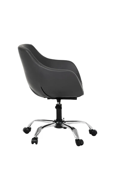 MARKAELZ Krom Metal Ayaklı Ofis Çocuk Odası Çalışma Sandalyesi (ayarlanilabilir)DERİ MONOKO - Resim 3