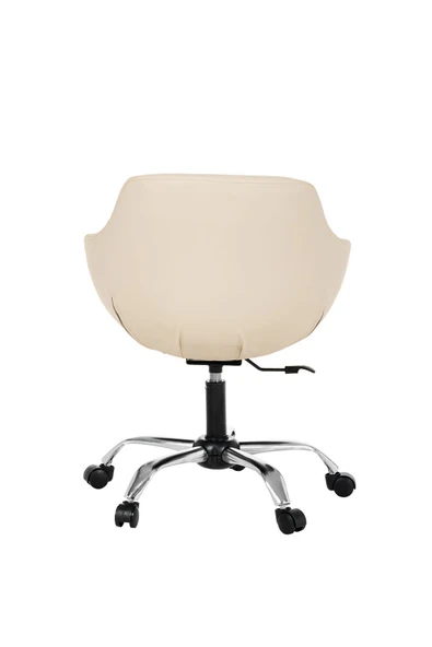 MARKAELZ Krom Metal Ayaklı Ofis Çocuk Odası Çalışma Sandalyesi (ayarlanilabilir)DERİ MONOKO - Resim 4