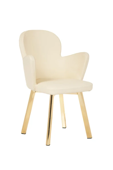 MARKAELZ GOLD METAL AYAKLI SALON/MUTFAK SANDALYESİ KOLLUKELEBEK (DERİ) - 2