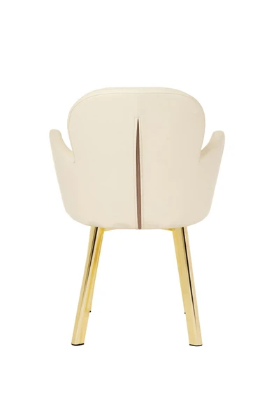 MARKAELZ GOLD METAL AYAKLI SALON/MUTFAK SANDALYESİ KOLLUKELEBEK (DERİ) - 4