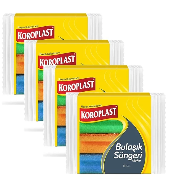 Koroplast Bulaşık Süngeri 8'li Oluklu x 4 Adet