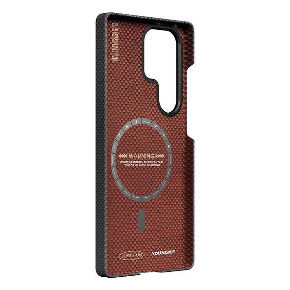 Galaxy S25 Ultra Kılıf M-safe Şarj Özellikli Aramid Fiber Youngkit 1500D Kevlar Extreme Wing Serisi Kapak - Resim 3