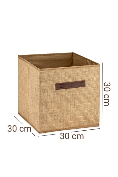 3'lü Jüt Kapaksız Dolap Içi Çamaşır Oyuncak Düzenleyici Katlanır Saklama Kutusu 30x30x30 - 3