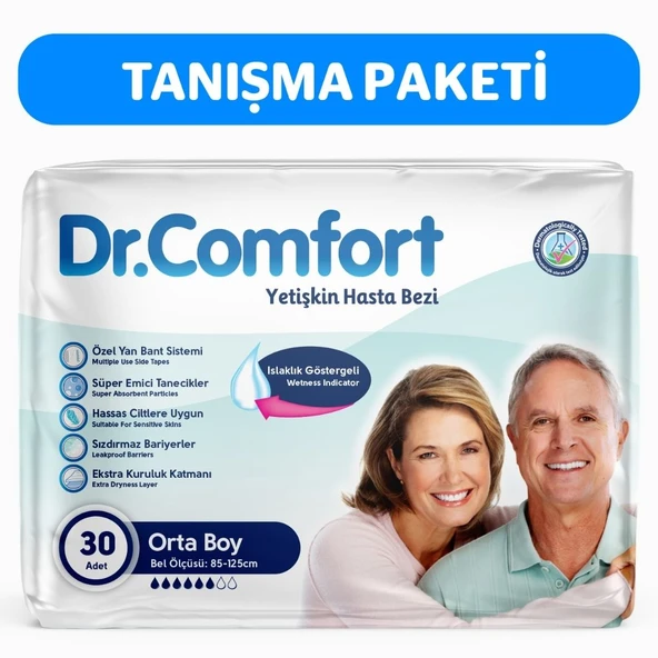 Dr.Comfort Yetişkin Bel Bantlı Hasta Bezi Medium 30'lu 1 paket 30 adet