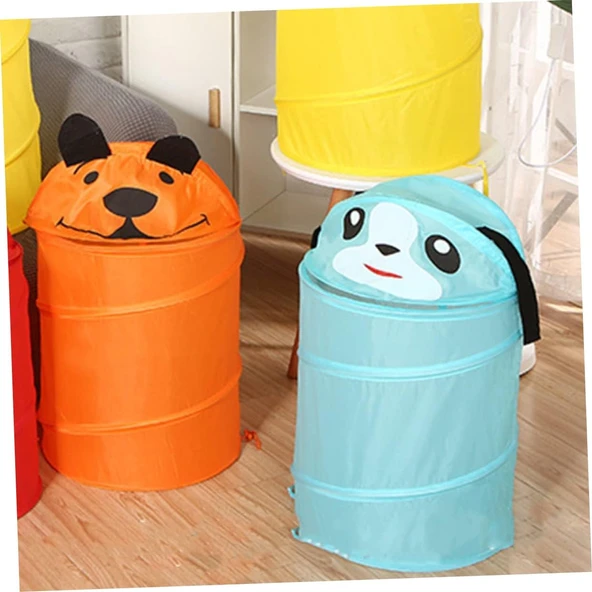 Çok Amaçlı Katlanır Oyuncak Filesi Hayvan Desenli Pratik Çamaşır Sepeti - 2