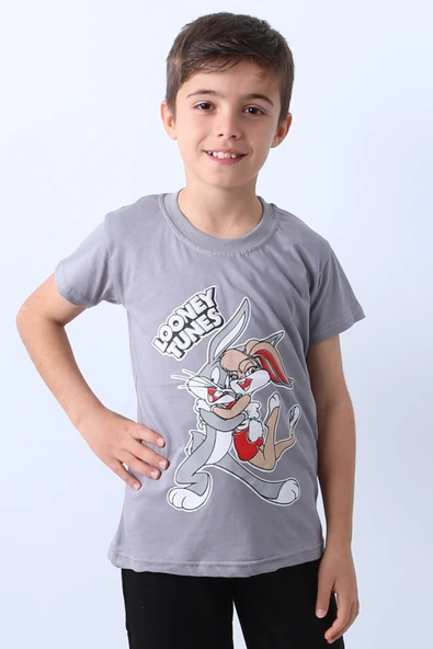 ERKEK ÇOCUK TSHİRT KARAKTER BASKILI BİSİKLET YAKA F16 - 5