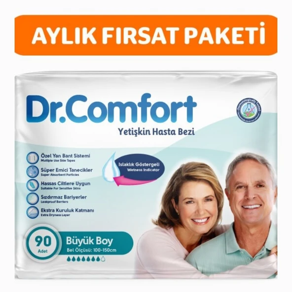 Dr.Comfort Yetişkin Bel Bantlı Hasta Bezi Large 30'lu 3 paket 90 adet