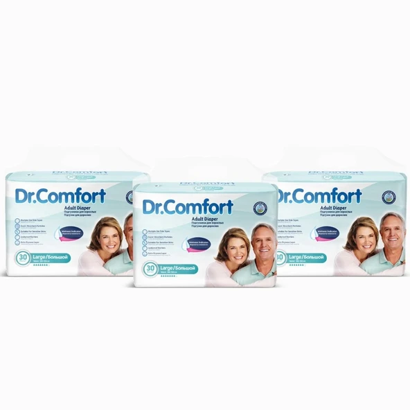 Dr.Comfort Yetişkin Bel Bantlı Hasta Bezi Large 30'lu 3 paket 90 adet - 2