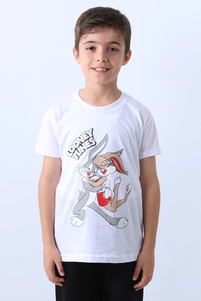 ERKEK ÇOCUK TSHİRT KARAKTER BASKILI BİSİKLET YAKA F16