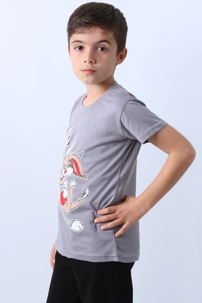 ERKEK ÇOCUK TSHİRT KARAKTER BASKILI BİSİKLET YAKA F16 - 7