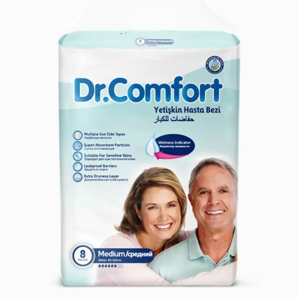 Dr.Comfort Yetişkin Bel Bantlı Hasta Bezi Medium 8'li 1 paket 8 adet - 2