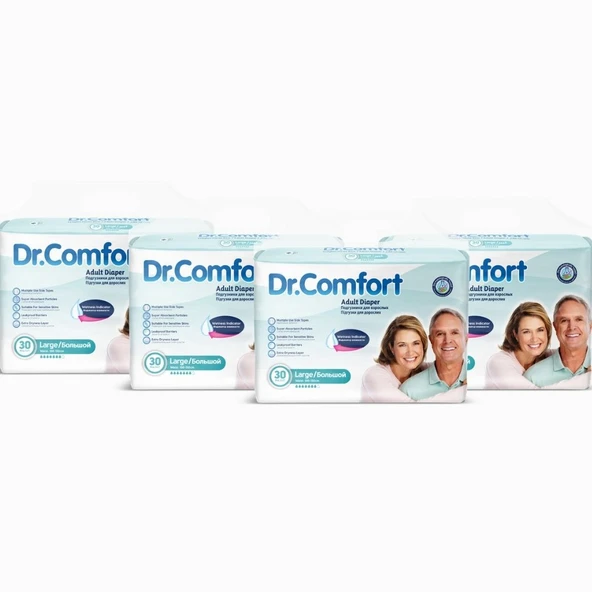 Dr.Comfort Yetişkin Bel Bantlı Hasta Bezi Large 30'lu 4 paket 120 adet - 2