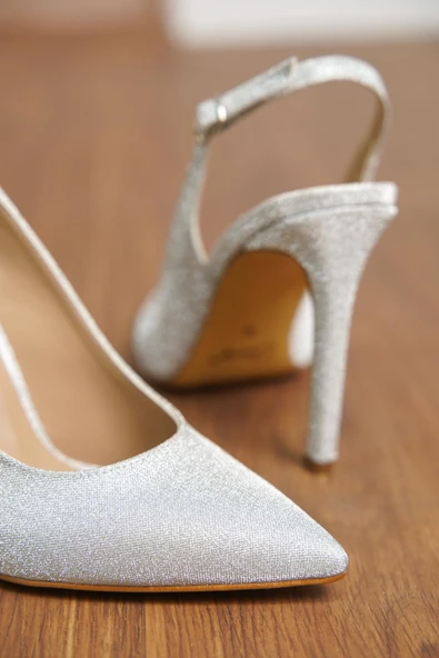 Pırıltılı Stiletto Arkası Açık Büyük Numara Bayan Ayakkabısı - 5