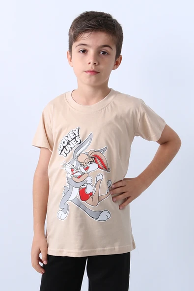 ERKEK ÇOCUK TSHİRT KARAKTER BASKILI BİSİKLET YAKA F16 - 11