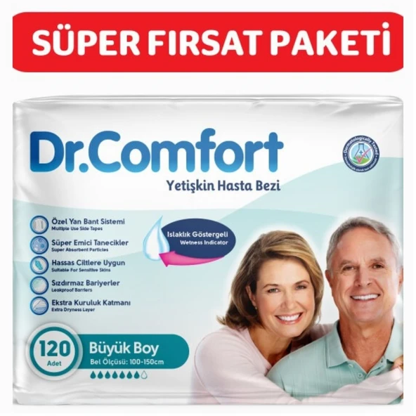 Dr.Comfort Yetişkin Bel Bantlı Hasta Bezi Large 30'lu 4 paket 120 adet