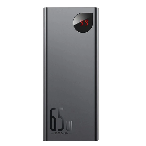 Baseus Adaman Metal Digital Display Quick Charge Power Bank 65W 20000mAh Black(UL) (Include:Baseus Xiaobai series fast charging Cable Type-C to Type-C 60W(20V/3A) 50cm Black)
