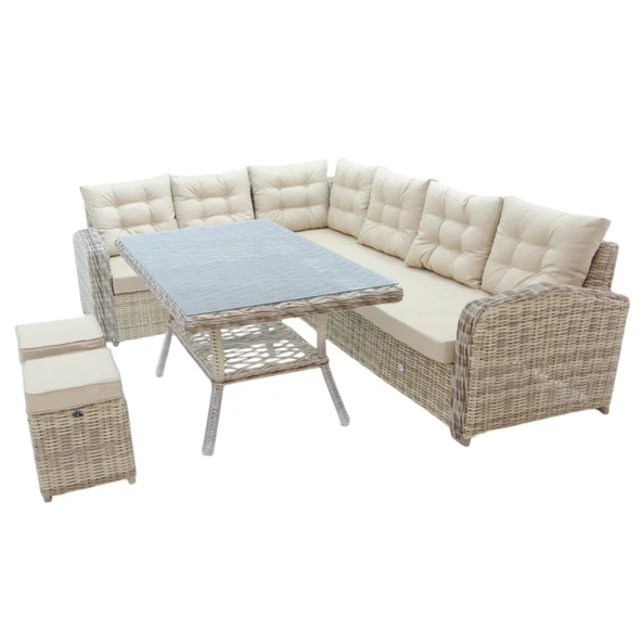Riserva | Rehome Rattan 2 Puflu Bahçe Köşe Takımı | 606 - 2