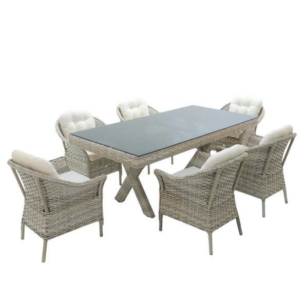 Spark | Rehome 100x200 Rattan Bahçe Masa Takımı | 316 - Resim 2