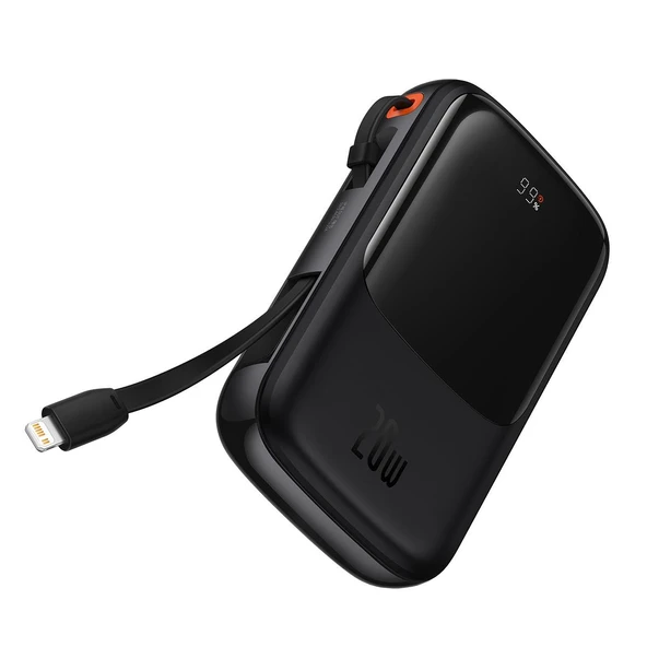 Baseus Qpow Pro Digital Display Fast Charge Power Bank 10000mAh 20W iP Edition Black（With: Simple charging cable Type-C 3A 0.3m Black) Overseas Edition - 3