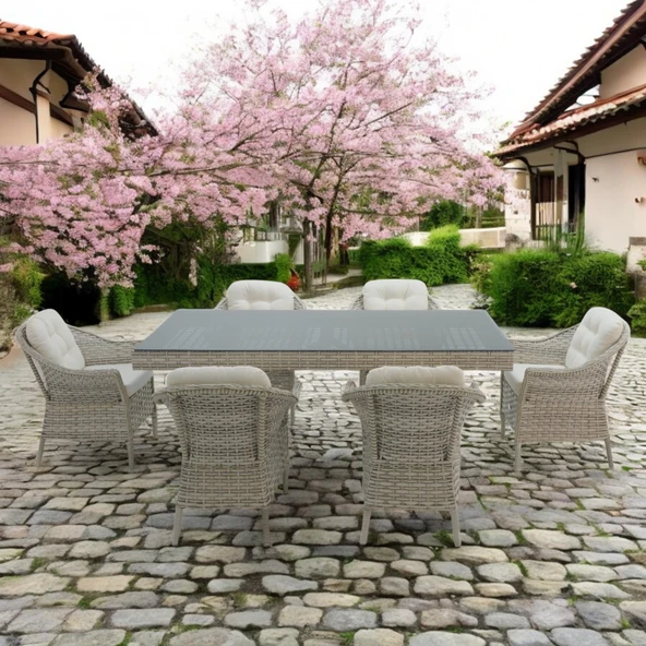 Spark | Rehome 100x200 Rattan Bahçe Masa Takımı | 316 - Resim 4