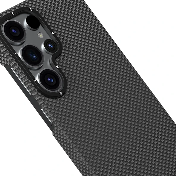 Galaxy S25 Ultra Kılıf M-safe Şarj Özellikli Aramid Fiber Youngkit 1500D Kevlar Extreme Wing Serisi Kapak - Resim 6