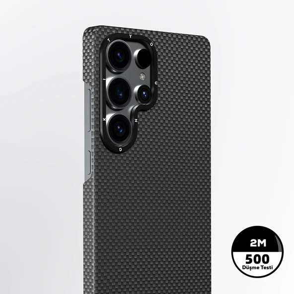 Galaxy S25 Ultra Kılıf M-safe Şarj Özellikli Aramid Fiber Youngkit 1500D Kevlar Extreme Wing Serisi Kapak - Resim 5