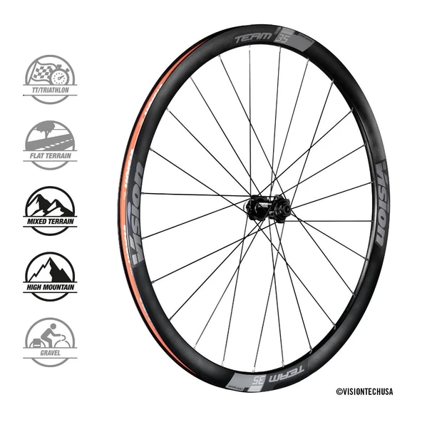Vision Team 35 DISK TLR SH11 B2 disk fren (center lock) yol yarış (cyclocross-gravel) jant seti - 2