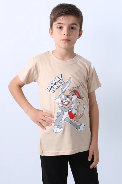 ERKEK ÇOCUK TSHİRT KARAKTER BASKILI BİSİKLET YAKA F16 - 12