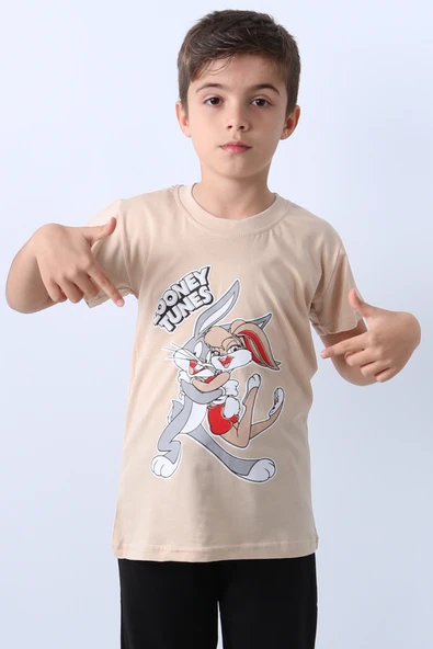 ERKEK ÇOCUK TSHİRT KARAKTER BASKILI BİSİKLET YAKA F16 - 10
