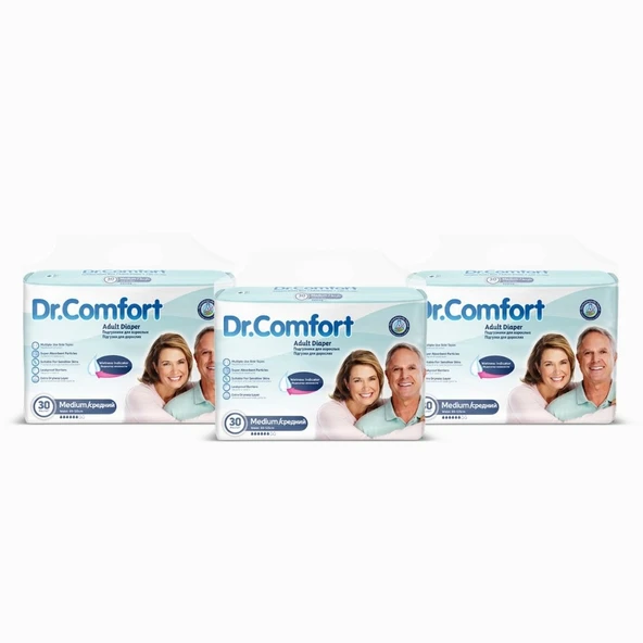 Dr.Comfort Yetişkin Bel Bantlı Hasta Bezi Medium 30'lu 3 paket 90 adet - 2