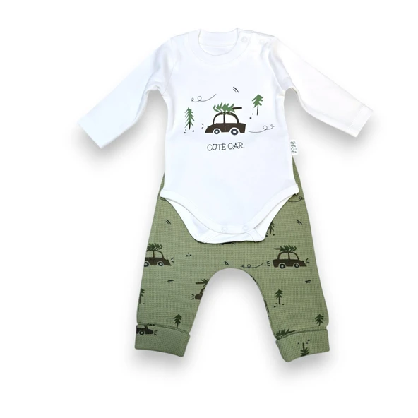 Araba Desenli Hırkalı Erkek Bebek Takım - 4