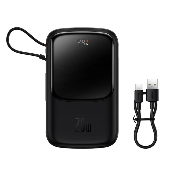 Baseus Qpow Pro Digital Display Fast Charge Power Bank 10000mAh 20W iP Edition Black（With: Simple charging cable Type-C 3A 0.3m Black) Overseas Edition - 4